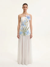 Floral One Shoulder Maxi Dress - White