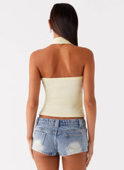 Top halter de lentejuelas Eye Contact - Amarillo