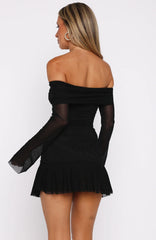 Vestido Mini Negro de Manga Larga Dreaming Of Yesterday