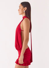 Minivestido sin espalda Yelena - Rojo intenso