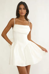 Minivestido Wilder extragrande con lazo en la espalda blanco