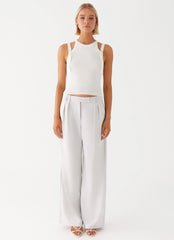 Pantalones de tiro bajo Asha - Marfil