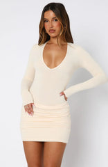 Vestido Curto Manga Longa Feel Your Touch Creme