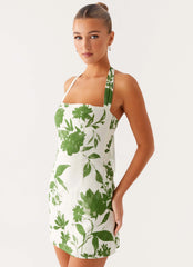Minivestido de algodón Melora - Verde Floreciente