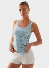 Top de lentejuelas Electra - Turquesa