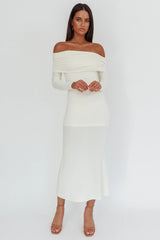 Vestido largo Juju con hombros descubiertos Blanco