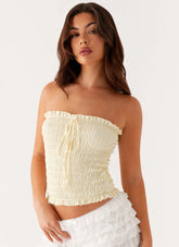 Cordelia Shirred Tube Top - Limón