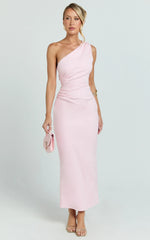 Vestido midi Karlie - Vestido ajustado de un solo hombro en rosa