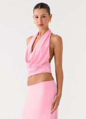 Top de cuello vuelto Ashi - Rosa