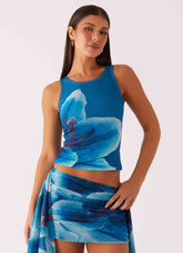 Edera Tank - Floral Turquesa