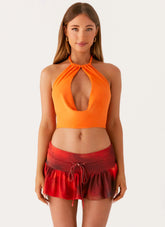 Top Calisa con cuello vuelto - Naranja