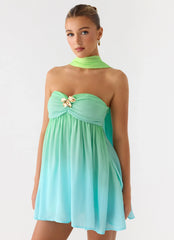 Vestido Curto Calantha Scarf - Degradê do Mar