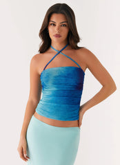 Top halter Remedy - Teñido anudado azul