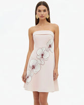 Orchid Embroidered Strapless A-Line Midi Dress - Blush Pink