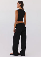 Pantalones de Lino Fresh Face - Negro