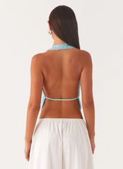 Top halter de cuello desbocado Rio Dreams - Turquesa