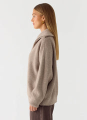 Jersey de punto Eirena con cremallera en el cuello - Canela