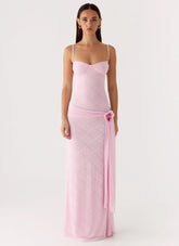 Maxivestido de malla Natty Lace - Rosa Pétalo
