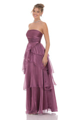 Vestido Longo Roxo Tomara que Caia com Detalhes Franzidos e Corpete