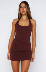 Minivestido Halter Parting Ways color Borgoña
