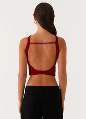 Top de malla con cuentas Brae - Rojo oscuro