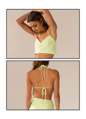 Top corto halter Terry de agua más cálida - Verde lima