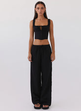 Pantalones de Lino Fresh Face - Negro