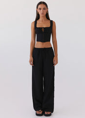Pantalones de Lino Fresh Face - Negro
