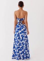 Top retorcido Sky Gaze - Floral azul