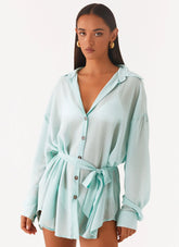 Camisa de chifón extragrande Miley - Azul pálido