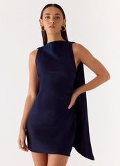 Minivestido Cerina de gola alta – Azul-marinho