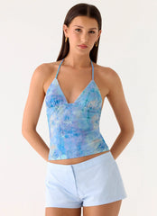 Top halter All At Once - Paisley aqua