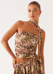 Top estilo pañuelo Hot Like Me - Estampado de leopardo en espiral