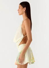 Sweet Charm Cowl Neck Top - Spring Meadow