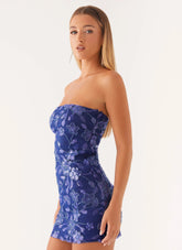 Minivestido con abalorios Moorey - Azul marino
