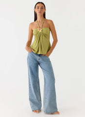Aesha Jeans de mezclilla de talle bajo - Mezclilla clara