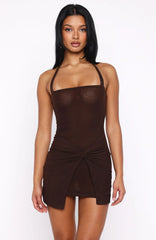 Minivestido com Gola Halter Locked In Chocolate