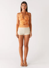 Top halter de lentejuelas Atlanta - Naranja