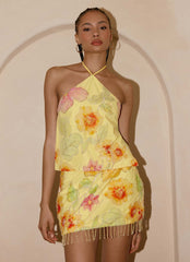 Top halter de abalorios Bliss - Abalorios florales