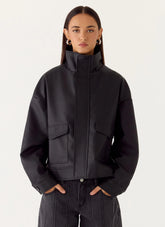 Chaqueta bomber James de PU - Negro