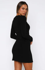 Minivestido de manga larga Let's Be Together Negro
