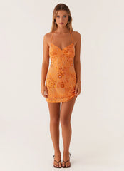 Minivestido Lentejuelas de Tirantes Vietta - Naranja