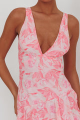 Vestido Maxi Veda com Alças e Costas Abertas Floral Rosa