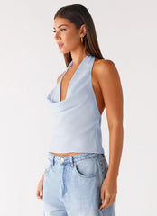 Top Charli con cuello - Azul