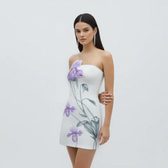 Slipper Orchid Appliqu�� Mini Dress - White