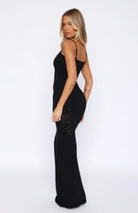 Vestido maxi de punto Deep Love - Negro