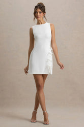 Kalina | White Mini Dress With Bow Detail
