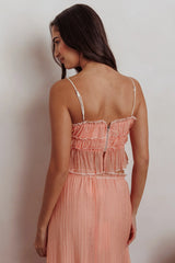 Maidens Top con detalle de lazo y remallado Albaricoque