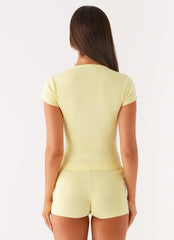 Top de punto Angela con botones - Amarillo