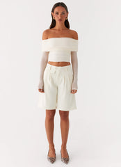 Top Vivianne con hombros descubiertos - Marfil